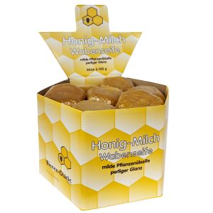 Honig-Milch-Wabenseife,  Aufsteller mit 28 Seifen