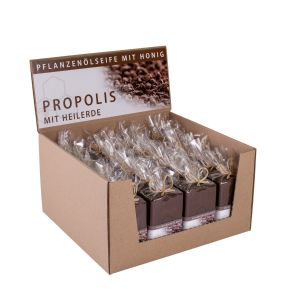 Aufsteller mit 24 Propolis/Heilerdeseifen dekorier