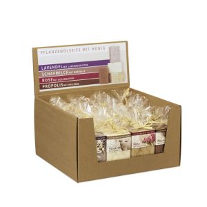 Aufsteller mit 24 Deko-Seifen sortiert